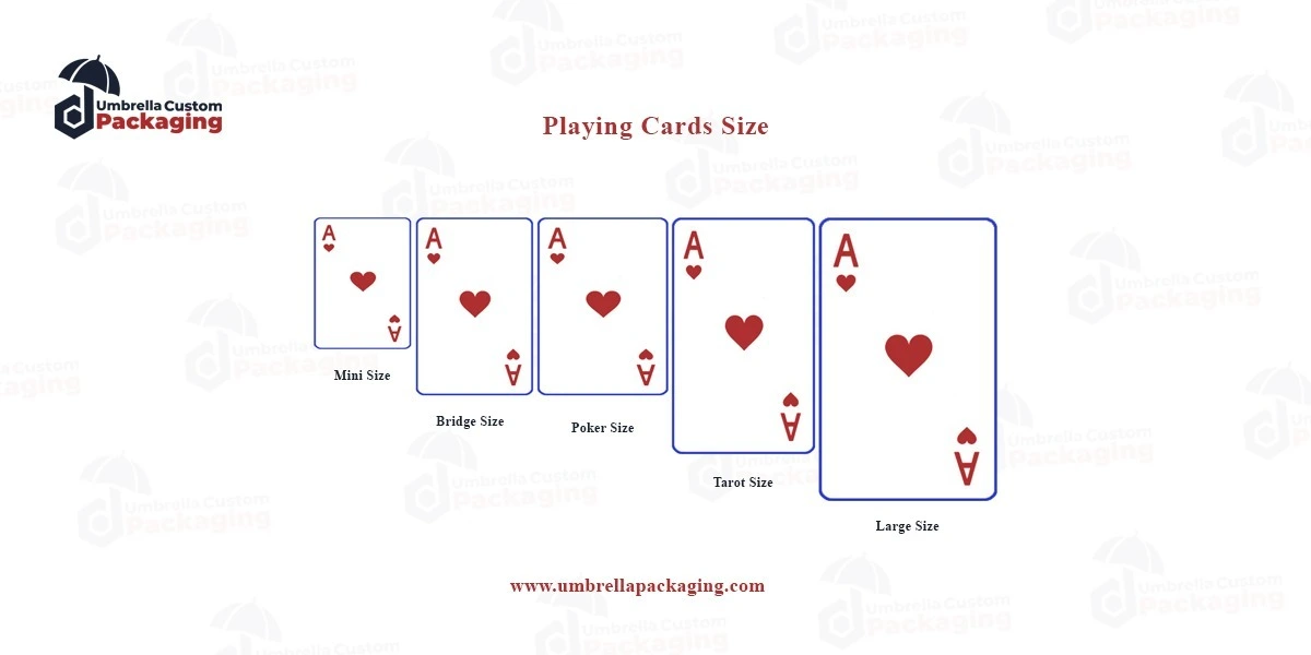 Standard dimensions of popular adult card games shown in a comparison chart